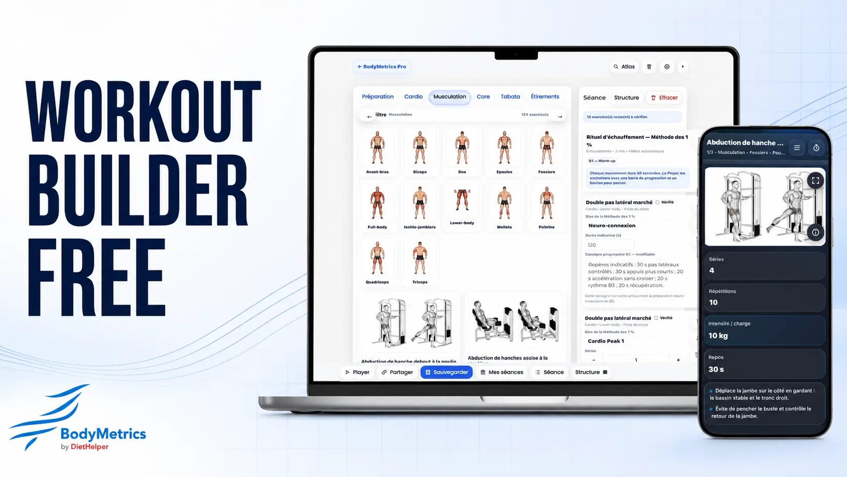 Workout Builder sur ordinateur et Workout Player sur téléphone