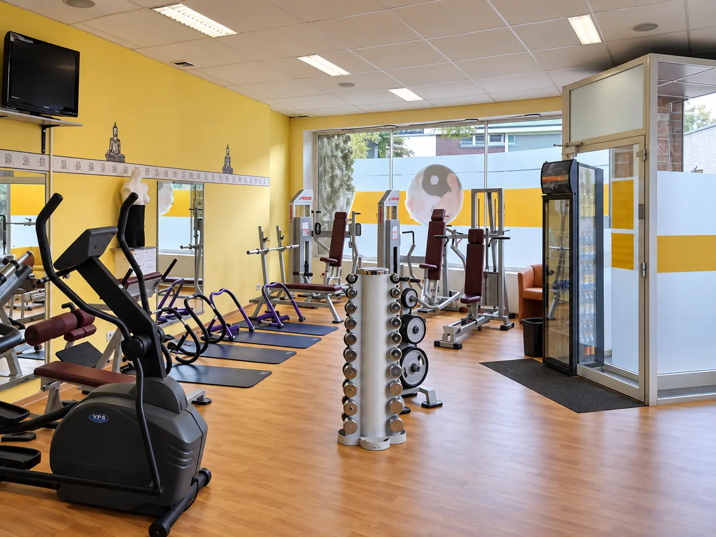 Interior of Les Sens du Tao Fitness, the independent fitness centre launched and managed by Ludovic Peene in Belgium.